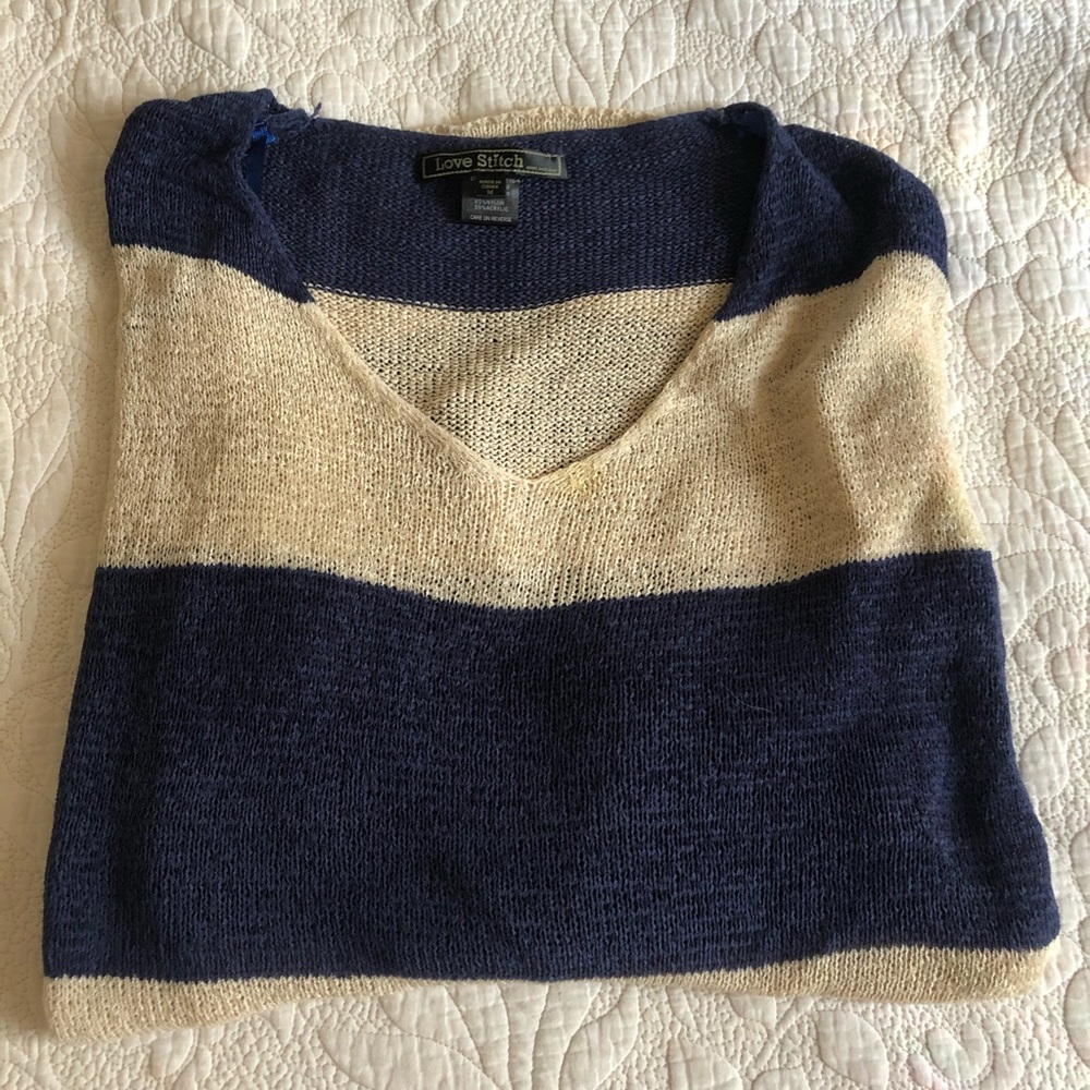 Tan and Blue Striped Sweater